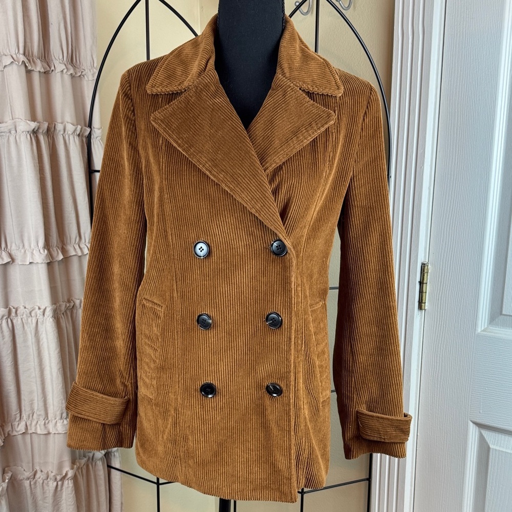 Forever 21 Double Breasted Corduroy Pea Coat Size Small Like New